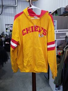 Kansas City Chiefs Yellow Zip-Up Hoodie with Red Accents Size Unknown