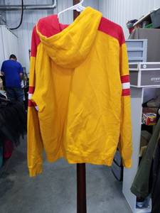 Kansas City Chiefs Yellow Zip-Up Hoodie with Red Accents Size Unknown