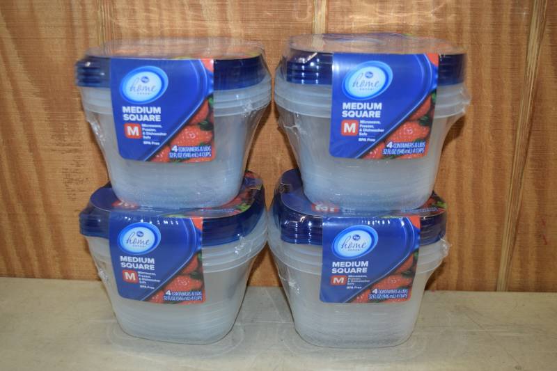 lot 196 image: 16 Medium Square Food Storage Bowls with Lids