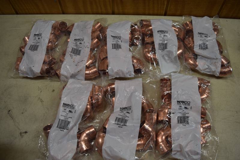 lot 358 image: 80 Nibco Copper 90 Elbows
