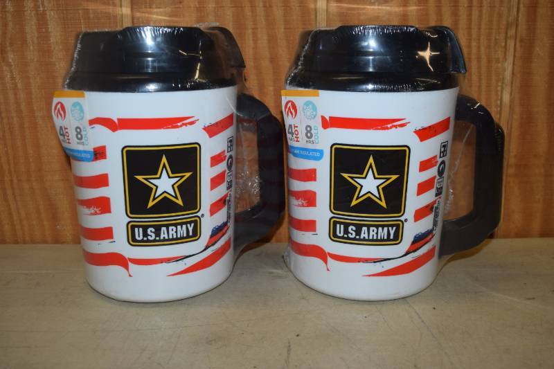 lot 497 image: 2 7 Eleven US Army Whirley Insulated Mugs