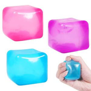 lot 36806 image: 3pack Stress Cube Squishy Stress Balls for Adults Kids Fidget Toy for Your Best Mellow and Chill -Ice Cubes-Square Shape with Filling in Pink Purple Blue (3pcs Cube ) - Retail $22