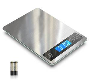lot 36808 image: Food Scale, 22lb Digital Kitchen Scale Weight Grams and oz for Cooking Baking, 1g0.1oz Precise Graduation, Stainless Steel and Tempered Glass - Retail $25