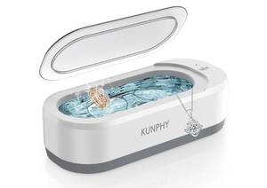 lot 36830 image: Ultrasonic Jewelry Cleaner, Jewelry Cleaner Machine 12oz 46KHz, Professional Sonic Cleaner with One-Touch Operation, Sonic Cleaner for Rings, Glasses, Jewelry, Dentures White - Retail $25