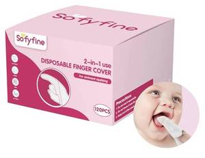 lot 36842 image: 60 Counts Baby Tongue Cleaner and Oral Teeth Finger Toothbrush, Mouth and Gum Dry Wipes,for Newborn,0-24 Months Infants,Toddlers - Retail $13