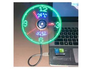 lot 36849 image: USB Clock Fan with Real Time Clock and Temperature Display Function,Silver,1 Year Warranty - Retail $18