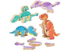 lot 36868 image: Wooden Dinosaur Blocks, Snap Together Building Toys, Dinosaur Take Apart Toy Playset for Kids, Fine Motor Skill STEM Learning Toys for Toddlers Gift for 3 4 5 6 Years Kids - Retail $20
