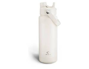 lot 36871 image: Insulated Water Bottle with Straw Stainless Steel Water Bottle, Leak-Proof, BPA-Free, Double Wall Vacuum Keeps Cold for 24 Hours for Sports, Travel, School (32 oz, cream moon) - Retail $19