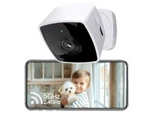 lot 36872 image: 5GHz Cameras for Home Security, 2K Security Camera Indoor, Pet Camera with Phone App, Indoor Camera wAI Motion Detection, 2-Way Audio, Compatible with Alexa&Google Home, WiFi 6 - Retail $19