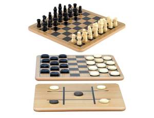 lot 36873 image: Regal Games - Reversible Wooden Board for Chess, Checkers & Tic-Tac-Toe - 24 Interlocking Wooden Checkers and 32 Standard Chess Pieces - for Age 8 to Adult for Family Fun - Retail $16