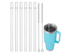 lot 36887 image: Reusable Straws for YETI, 10.6 Inch Tumbler Straws Replacement for YETI 3542 oz Straw Cup, 6 Pack Plastic Clear Drinking Cup Straw with 2 Cleaning Brushes, BPA-Free - Retail $9
