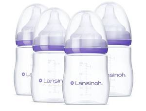 lot 36888 image: Anti-Colic Baby Bottles, BPA-Free Plastic, 5 Ounces, 4 Count, Extra Slow Flow Nipples (Size XS), Breastfeeding Bottle with NaturalWave Design - Retail $28