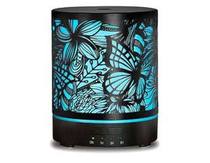lot 36903 image: Essential Oil Diffusers 300ML Metal Aromatherapy Oil Diffusers for Large Room,Butterflies & Flower Ultrasonic Cool Mist Diffuser with Waterless Auto Shut-Off Protection, for Home Office SPA Yoga - Retail $20