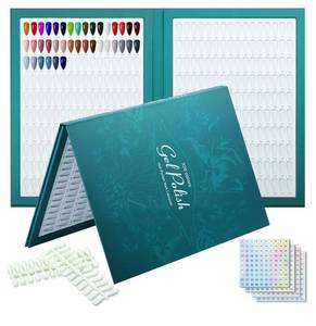 lot 36932 image: 320 Nail Color Book with 480 False Tips & 1-400 Number Labels,Professional Nail Color Swatches Book for UV Gel Polish Nails Art Design(Green) - Retail $30