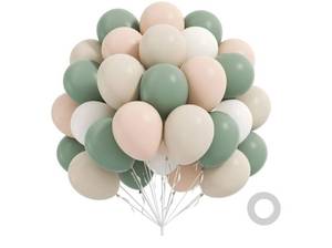 lot 36934 image: 60pcs Sage Green Balloons 12inch with Sage Green Nude Sand White Balloons for Neutral Bridal Baby Shower Wedding Birthday Engagement Party Decorations - Retail $6