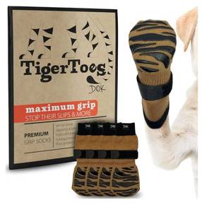 lot 36946 image: Premium Non-Slip Dog Socks for Hardwood Floors - Extra-Thick Grip that Works Even When Twisted - Prevents Licking, Slipping, and Great for Dog Paw Protection (Cool Caramel, X-Large) - Retail $18