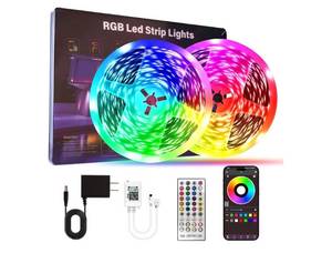 lot 36949 image: Led Lights for Bedroom 200 FT (2 Rolls 100 FT), with Remote and Application Control RGB Color Changing LED Strip Lights, Music Synchronization, Used for Room, Family, Party Decoration - Retail $19