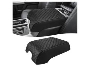 lot 36950 image: Center Console Armrest Cover for 2015-2020 Ford F150, 2017-2022 F250 F350 F450 F550, 2018-2024 Expedition, Bucket Seat, PU Leather Cushion Thick Pad, Anti-Scratch, Black (Not for Other Years) - Retail $30
