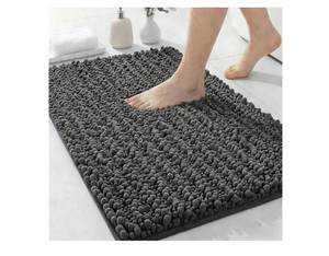 lot 36955 image: Bathroom Rugs Dark Grey 24x17,Extra Soft Absorbent Chenille Bath Rugs,Thick Non-Slip Shaggy Bath Mat,Machine Washable Quick Dry Bath Mats for Bathroom Floor, Tub, Shower Accessories - Retail $13