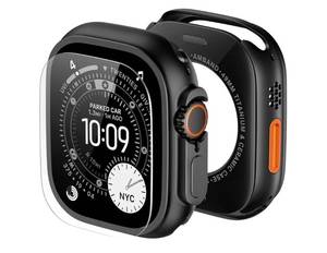 lot 36971 image: Metal Case Screen Protector Cover for Apple Watch Ultra 3Ultra 2Ultra 49mm, W3 Rugged Bumper Thin Frame  9H Tempered Glass Film  Ceramic-Like Back Cover, Stylish Waterproof, Matte Black - Retail $18