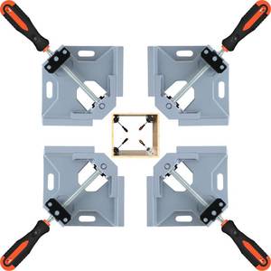lot 36982 image: 4PCS 90° Right Angle Corner Clamps for Woodworking, Cabinet Assembly, Drawer and Frame Construction, Welding Heavy Duty Aluminum Alloy Adjustable Clamp Tools with 2.75 Capacity - Retail $31