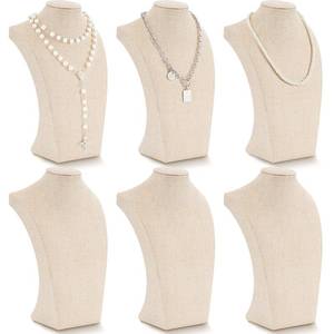 lot 36986 image: 6 Pcs Linen Necklace Display Bust Jewelry Holder Necklace Retail Mannequin Display Stand for Jewelry Selling Vendors Shows (11.4 x 6.9 Inch) - Retail $62
