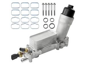 lot 36990 image: 926-959 Upgrade Aluminum Engine Oil Cooler Oil Filter Housing for 2011-2016 Jeep Wrangler Grand Cherokee Dodge Challenger Charger Journey Caravan Durango Chrysler 200 300 Town Country Ram 3.6L 926-876 - Retail $54
