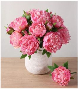 lot 36995 image: Pink Peony Artificial Flowers - 11 Branches Faux Peonies for Wedding Bouquets, Home Decor & DIY Craft Projects - Retail $19