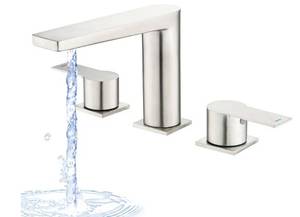 lot 36997 image: 2 Handle Deck Mount Tub Faucet, Roman Bathtub Faucet Set, 3 Hole Widespread Bathtub Faucet High Flow, Brushed Nickel - Retail $76