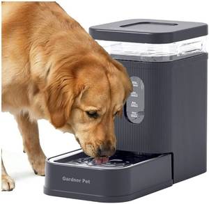 lot 36999 image: Gardner Pet 1.7 Gallon Automatic Dog Water Bowl Dispenser 6.5L Gravity Water Feeder with Stainless Steel Bowl & Maifan Stone Filter, BPA-Free for Cats and Dogs (Grey, 1.7 Gallon) - Retail $36