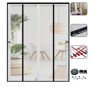 lot 37005 image: Double Door Mesh Screen Magnetic Closure Heavy Duty for Sliding Door 72 x 80 Extra Long Magnet Bug Screens for French Doors, Self Closing Fiberglass Mosquito Net for Doorway - Retail $30