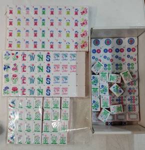 lot 37009 image: Mahjong Set Monet Garden-Themed 160 Acrylic Tiles, Includes Dice & Instruction Manual, Elegant Portable Game, 1.25 Standard-Size - Retail $100