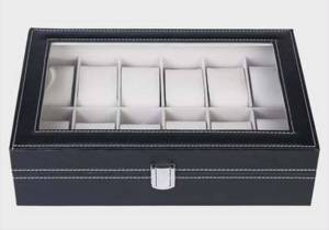 lot 2822 image: Black Leather Watch Display Case&nbsp