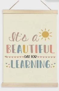 lot 2844 image: Beautiful Day for Learning Canvas Wall Art with Wooden Frame