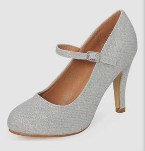 lot 2866 image: Silver Glitter Mary Jane High Heel Pumps - Size 8.5