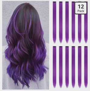 Purple Colored Hair Extensions with Clips - 12 ct/22 inches&nbsp;