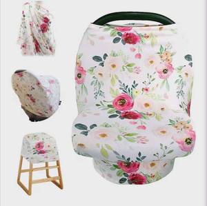 lot 2841 image: Floral Rose Print Baby Car seat Cover