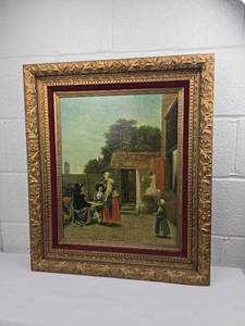 lot 28 image: Pieter de Hooch Dutch Courtyard Framed Print Reproduction 23X27