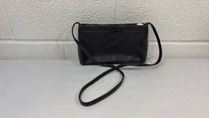 lot 40 image: Black Leather Crossbody Handbag with Decorative Stitching