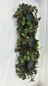 lot 43 image: Artificial Holiday Garland with Candle Holders