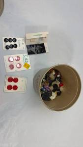 lot 49 image: Mixed Button Collection with Card Sets and Loose Buttons