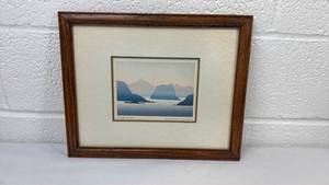 lot 51 image: Framed Seascape Print Howe Sound Coastal Landscape Artwork