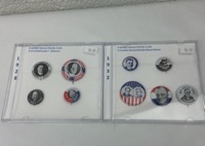 lot 116 image: Presidential Campaign Button Collection in Display Cases 1932 & 1928