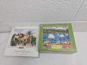 lot 177 image: Set of Two 1000 Piece Jigsaw Puzzles Charles Wysocki Seasonal Splendor
