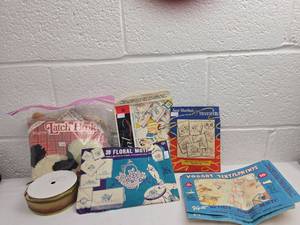 lot 178 image: Craft Kit Bundle with Latch Hook, Iron-On Transfers, and Floral Motifs