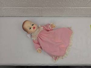 lot 226 image: Baby Doll in Pink Dress with Lace Trim