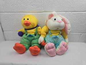 lot 227 image: Pair of Plush Stuffed Animals in Overalls