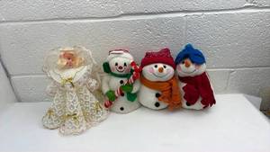 lot 245 image: Holiday Decoration Bundle with Angel and Snowmen Figures