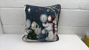lot 247 image: Christmas Snowman Tapestry Throw Pillow