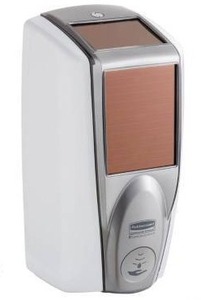 lot 13478 image: Rubbermaid LumeCel 1100 mL White  Gray Pearl Automatic Hands Free Soap Dispenser